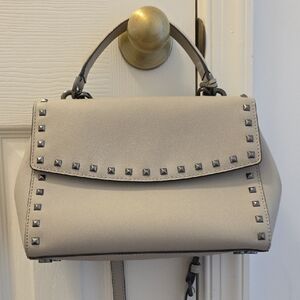 Michael Kors Taupe Studded Top Handle And Crossbody Bag